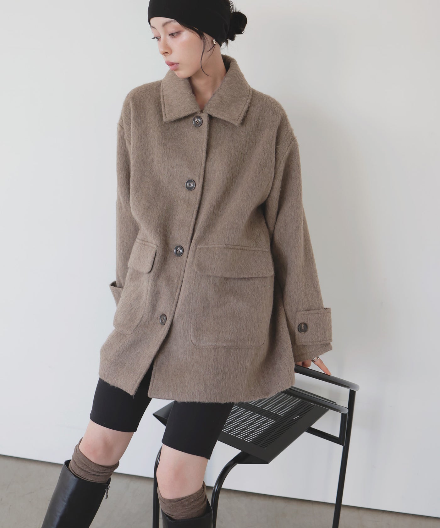 ステンカラーシャギージャケットコート – LIAN