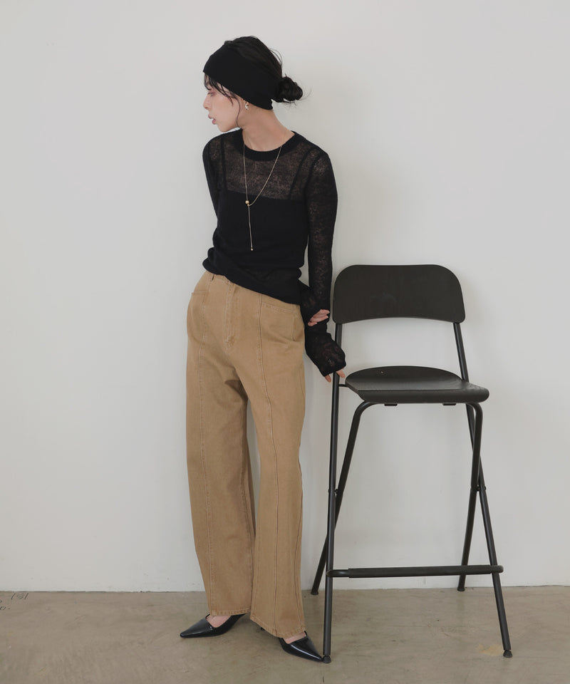 センターラインストレートデニムパンツ