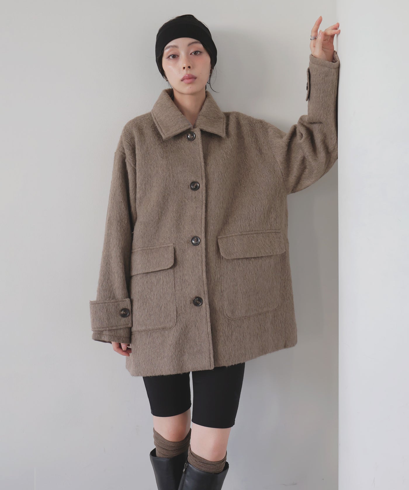 ステンカラーシャギージャケットコート – LIAN
