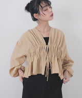 【一部予約商品】【mayu × LIAN】ダブルリボンシャーリングブラウス