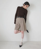 【セットアップ対応】ハイウエストタックハーフパンツ