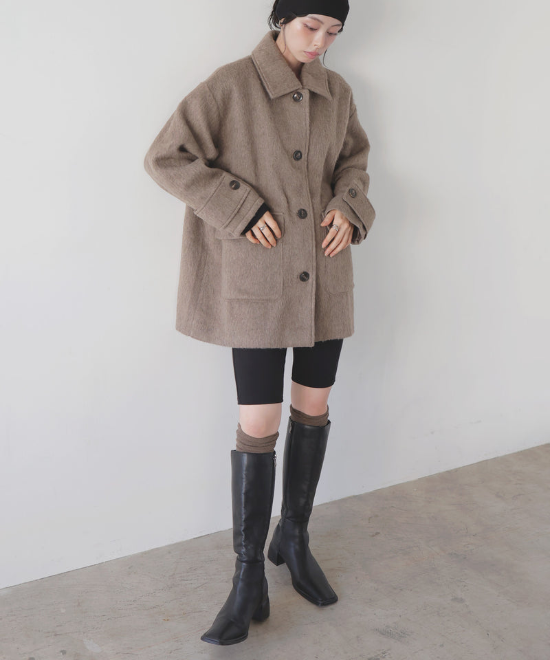 【10月下旬予約商品】ステンカラーシャギージャケットコート