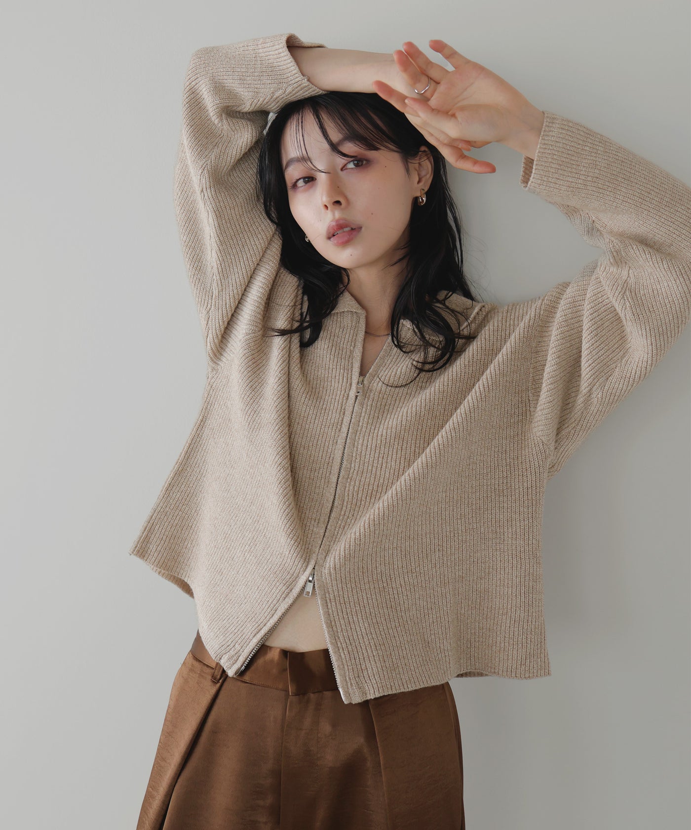 ダブルジップポロニットカーディガン – LIAN