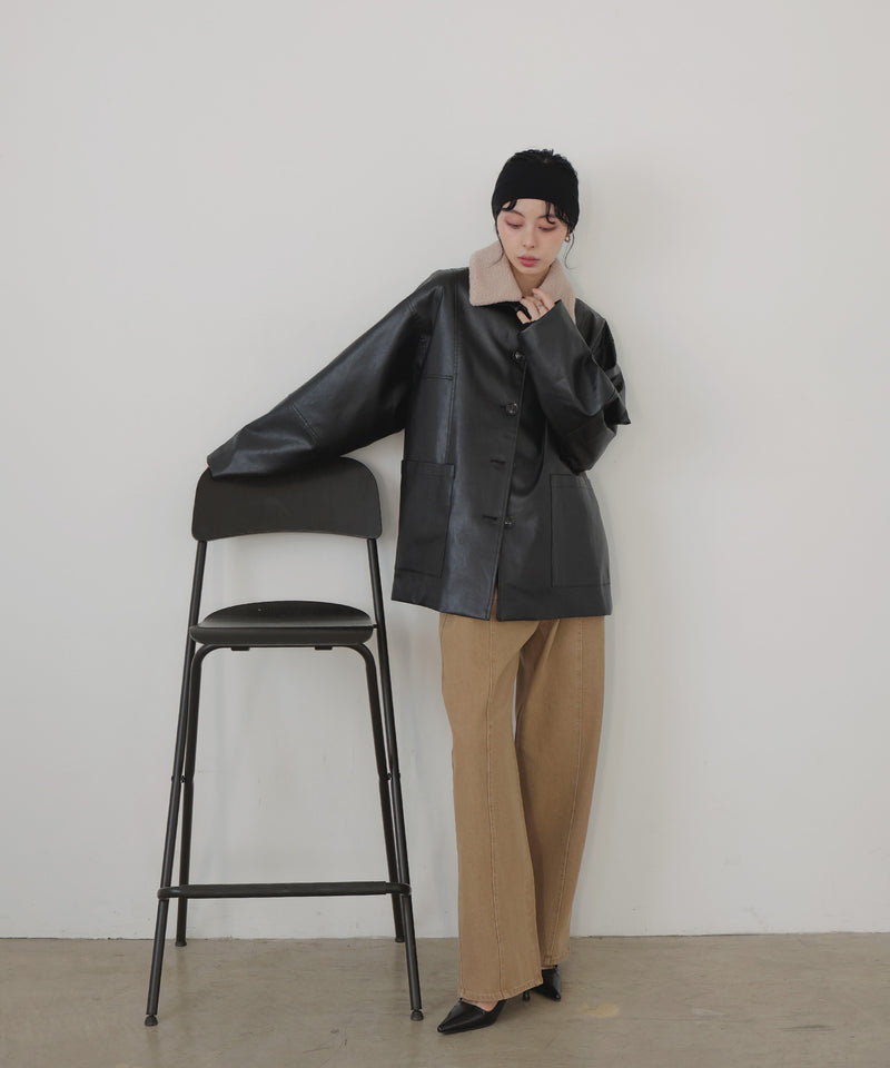 センターラインストレートデニムパンツ