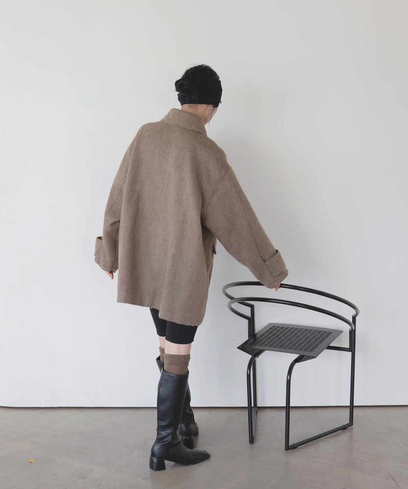【10月下旬予約商品】ステンカラーシャギージャケットコート