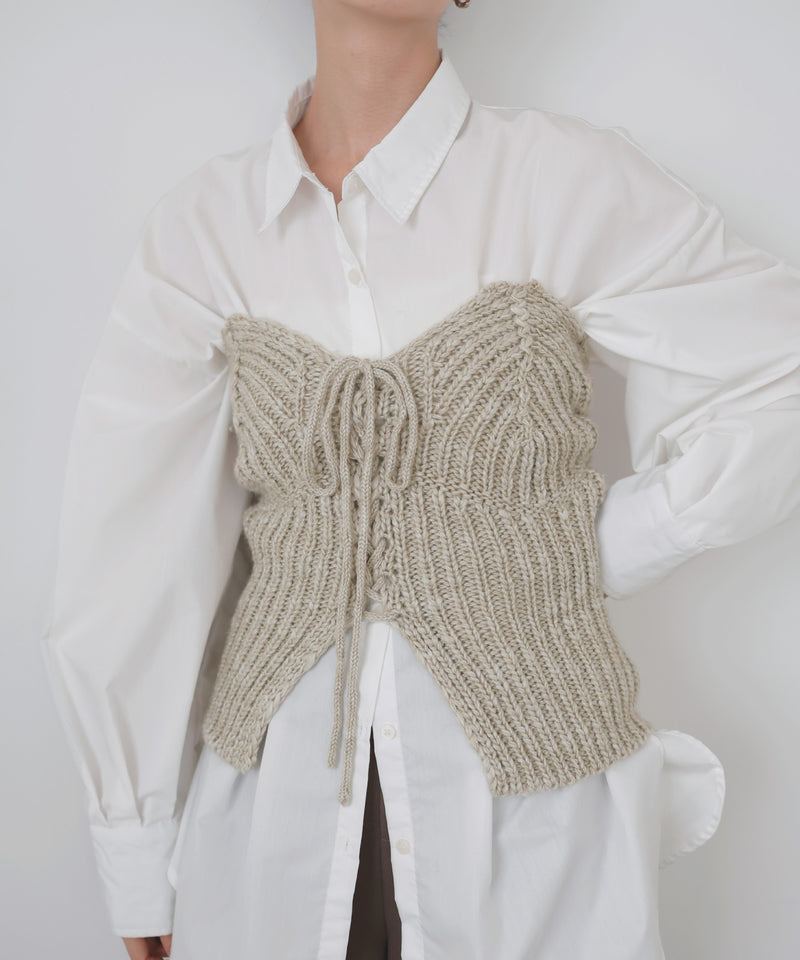 レースアップニットビスチェ