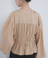 【一部予約商品】【mayu × LIAN】ダブルリボンシャーリングブラウス