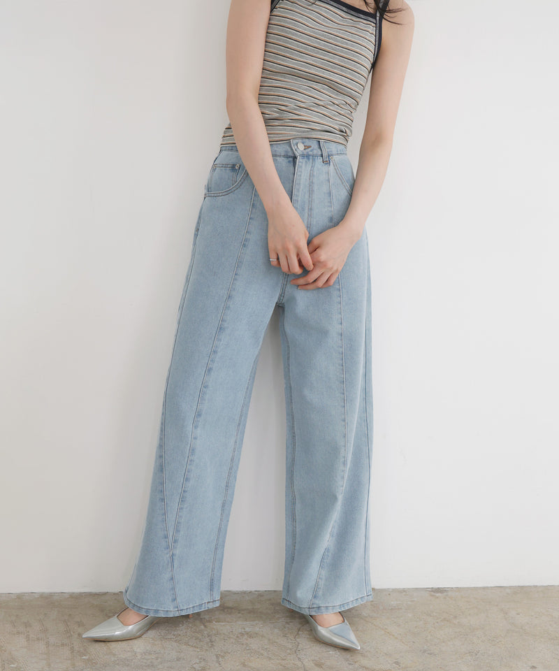 パネルラインワイドデニムパンツ