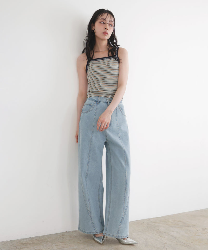 パネルラインワイドデニムパンツ