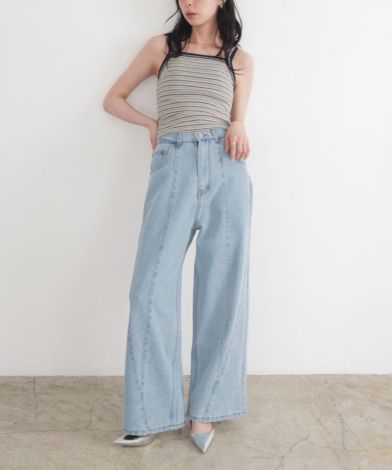 パネルラインワイドデニムパンツ