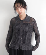 フリルメッシュポロカーデ