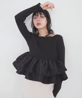 【3月上旬予約商品】【mayu × LIAN】シャイニーフリルニット