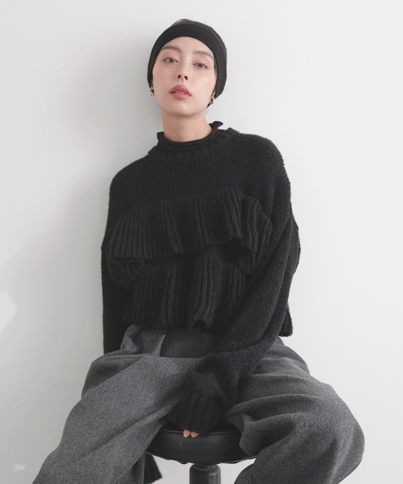 【12月下旬予約商品】シアーフリルニットプルオーバー