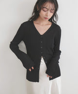 Vネックランダムリブニットカーディガン