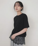 【UVカット＆接触冷感】レースレイヤードTシャツ