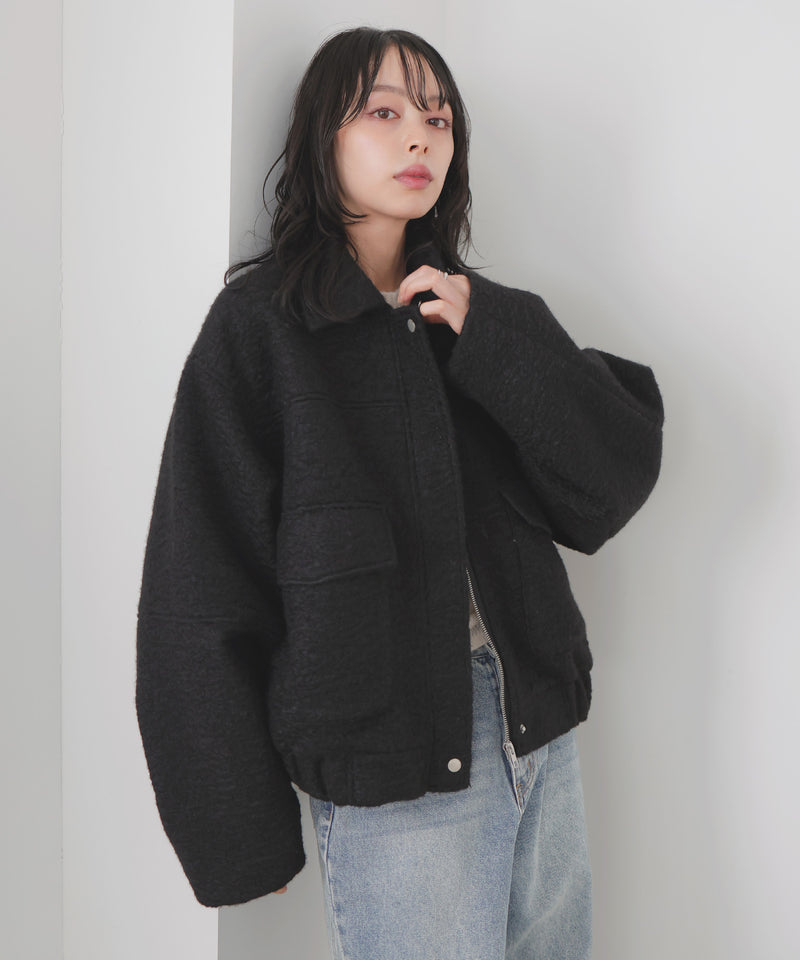 【10月下旬予約商品】　【ayu×LIAN】ステンカラーカールシャギーブルゾン