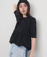 ハーフスリーブペプラムニット