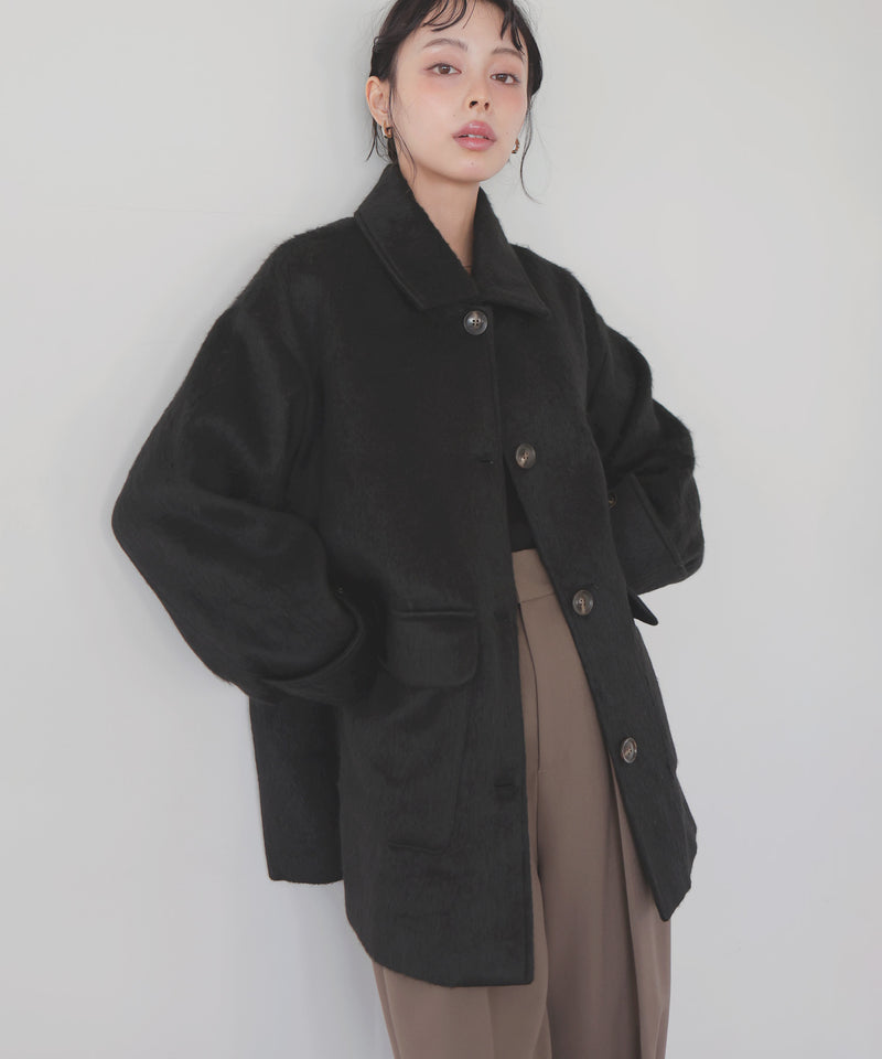 【10月下旬予約商品】ステンカラーシャギージャケットコート