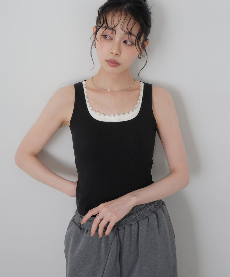 レースレイヤードリブタンク – LIAN