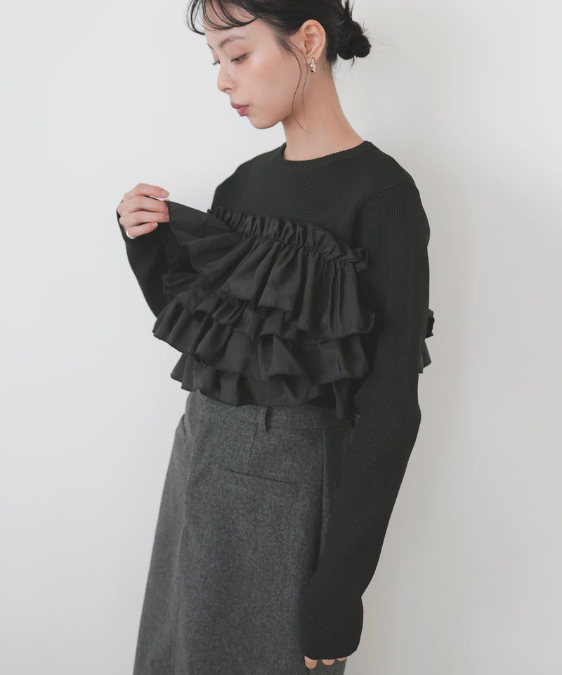 【12月上旬予約商品】フリルビスチェニットプルオーバー