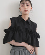 【6月中旬予約販売】2wayフリルノースリーブシャツ
