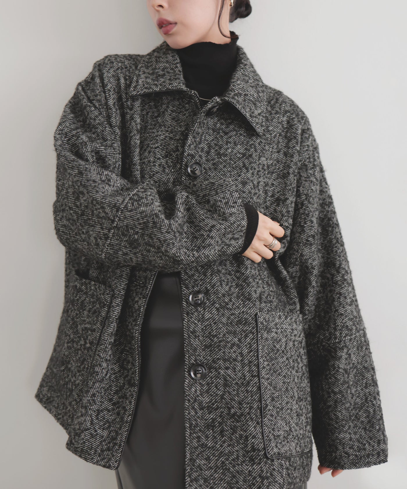 ヘリンボーンパイピングカバーオールジャケット – LIAN