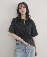 バイカラーヘンリーネックＴシャツ