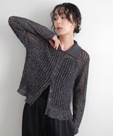 フリルメッシュポロカーデ