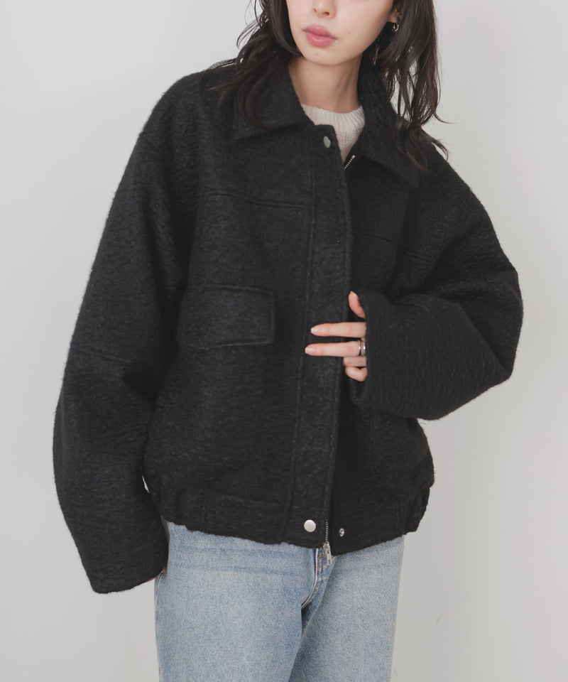 【10月下旬予約商品】　【ayu×LIAN】ステンカラーカールシャギーブルゾン