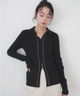 バイカラーラインポロニット