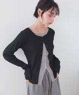 バイカラーリブニットカーデ