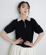 レイヤードカラーポロニット