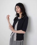 ハーフスリーブバイカラーカーデ