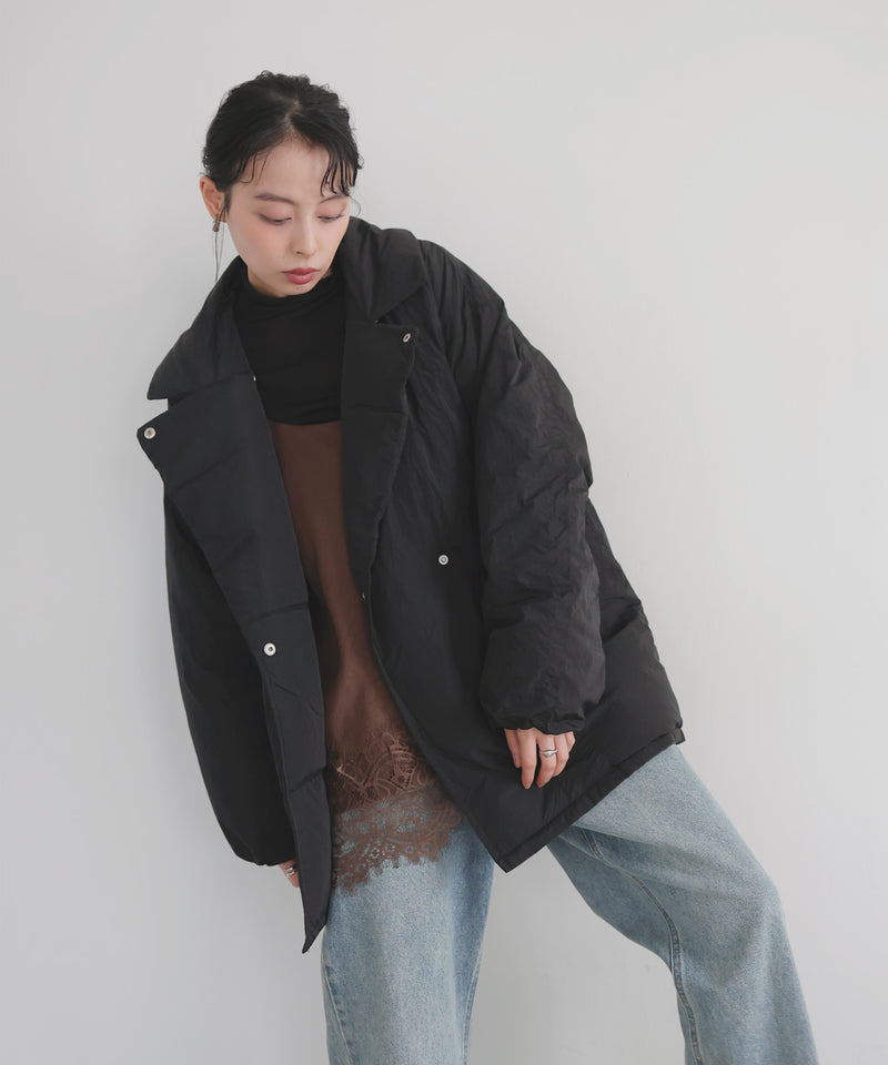 タフタテーラードダウンジャケット