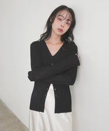 Vネックランダムリブニットカーディガン