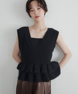 ２WAYモヘアフリルニットベスト
