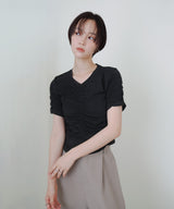 【7月下旬予約商品】シャーリングアシンメトリーTシャツ
