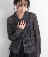 フリルメッシュポロカーデ