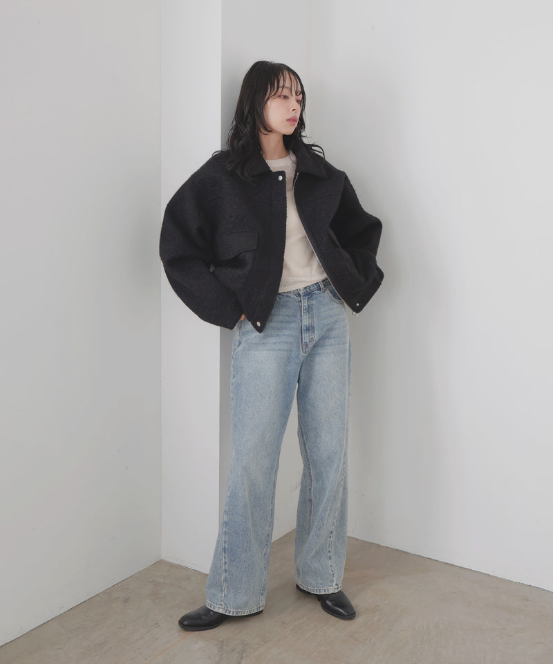 【10月下旬予約商品】　【ayu×LIAN】ステンカラーカールシャギーブルゾン