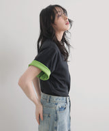 バイカラーヘンリーネックＴシャツ