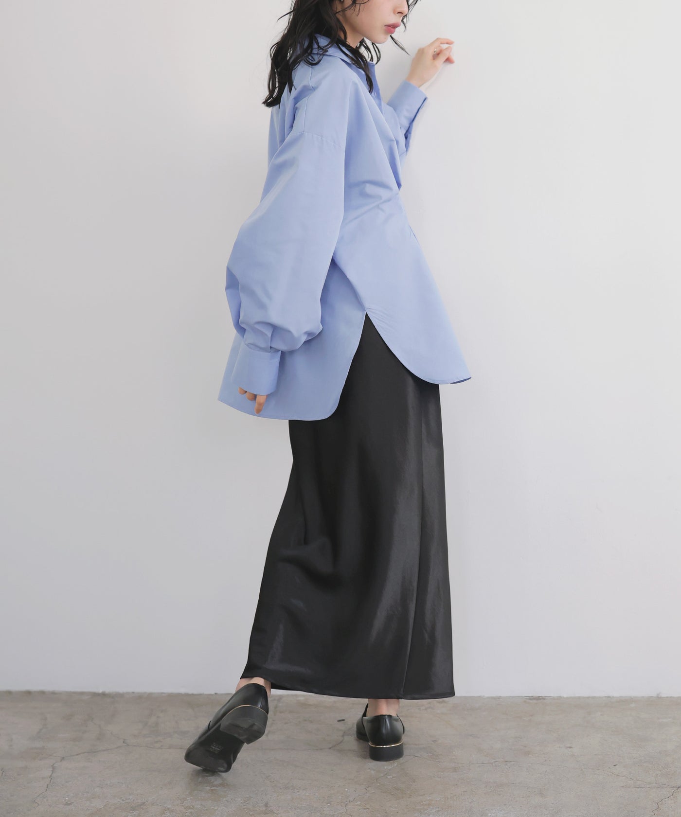 louren サテンナロースカート ice blue サテンバイヤスナロースカート | allureville (Women)/アルアバイル
