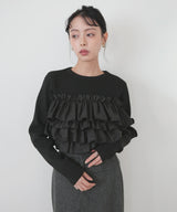 【12月上旬予約商品】フリルビスチェニットプルオーバー