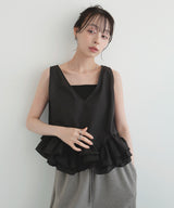 【7月下旬予約商品】2wayフリルヘムノースリブラウス