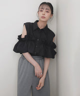 【6月中旬予約販売】2wayフリルノースリーブシャツ