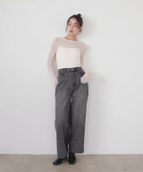 ストレートバイカラーデニムパンツ