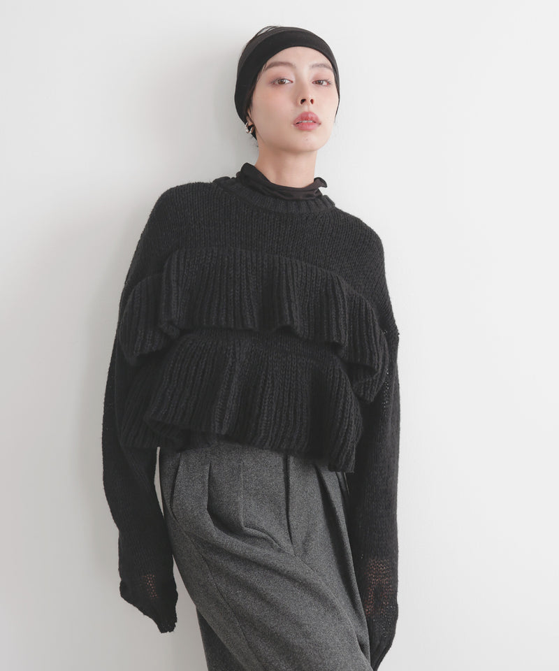 【12月下旬予約商品】シアーフリルニットプルオーバー