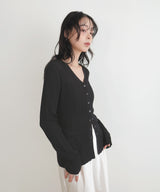 Vネックランダムリブニットカーディガン