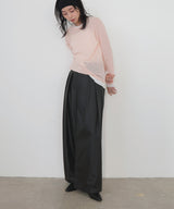 ウォッシャブルフェイクレザー2タックパンツ