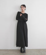 リブフレアニットワンピース