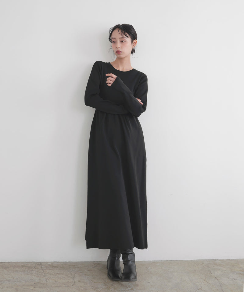 リブフレアニットワンピース